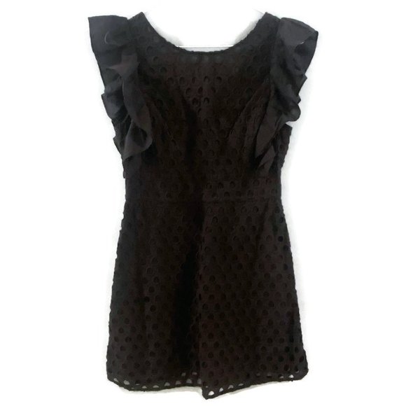 Pam & Gela Black Eyelet Dress With Ruffle Sleeve 4 - Picture 4 of 10